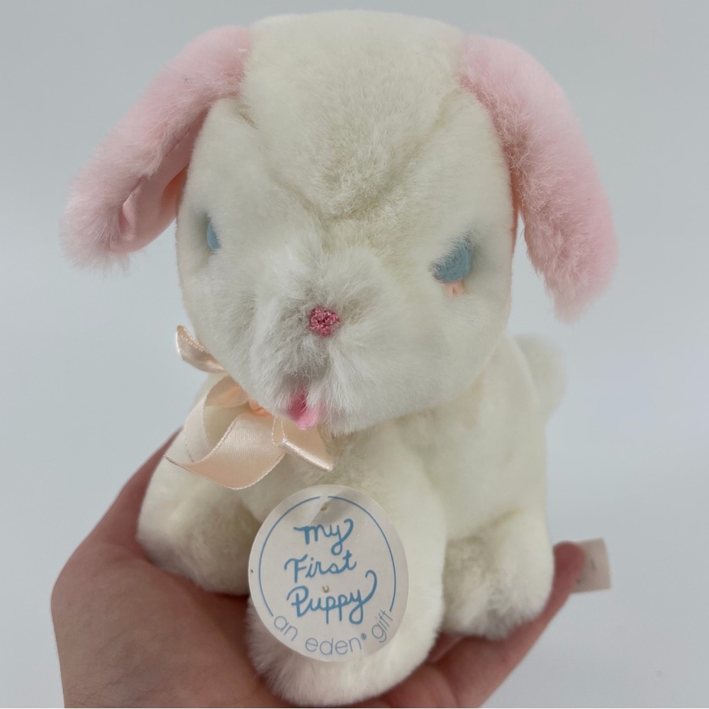 Vintage Eden My First Puppy Pink Cream Stuffed Animal Dog Plush, Baby Girl, NWT